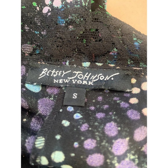 Vintage Betsey Johnson 90 2000 y2k Dot sexy Silk Slip Dress Pattern Lace abstrac - Picture 3 of 8